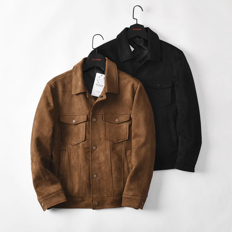 Retro Suede-Like Fabric American-Style Lapel Casual Work Jacket